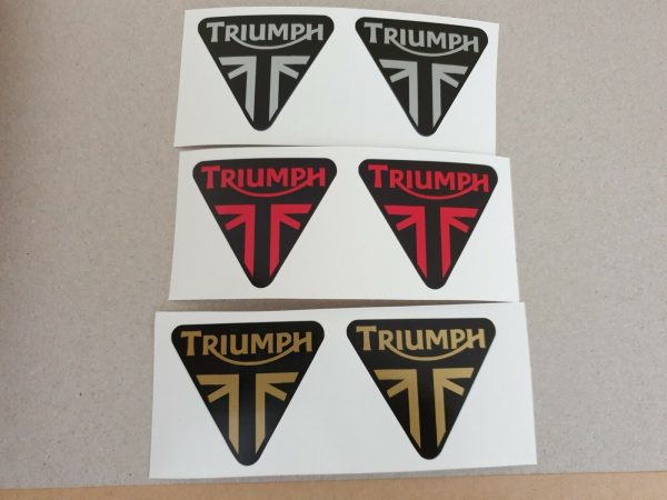 6X TRIUMPH III STICKERS RED/GOLD/SILVER