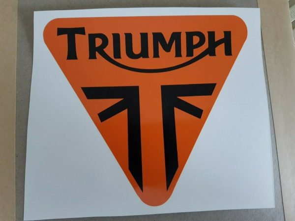 2X TRIUMPH III STICKERS BLACK/ORANGE (COLOUR CHOICE)