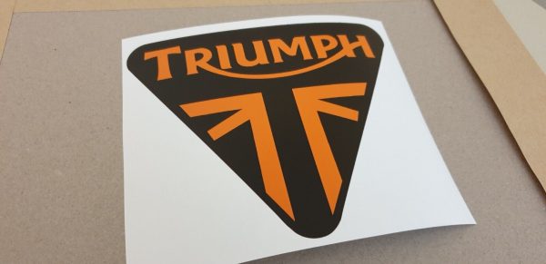 2X TRIUMPH III STICKERS BLACK/ORANGE (COLOUR CHOICE) - Image 3