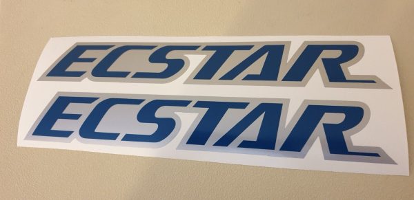 2X ECSTAR STICKERS/DECALS SILVER/BLUE 300mm